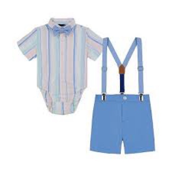 Adorable IZOD Toddler Boy 4 Piece Suspenders Shirt Set l Size: 3T NWT! - Picture 2 of 9